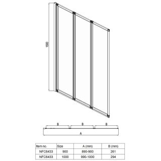Шторка для ванны AZARIO PRESTON AZ-NFC6433 1000